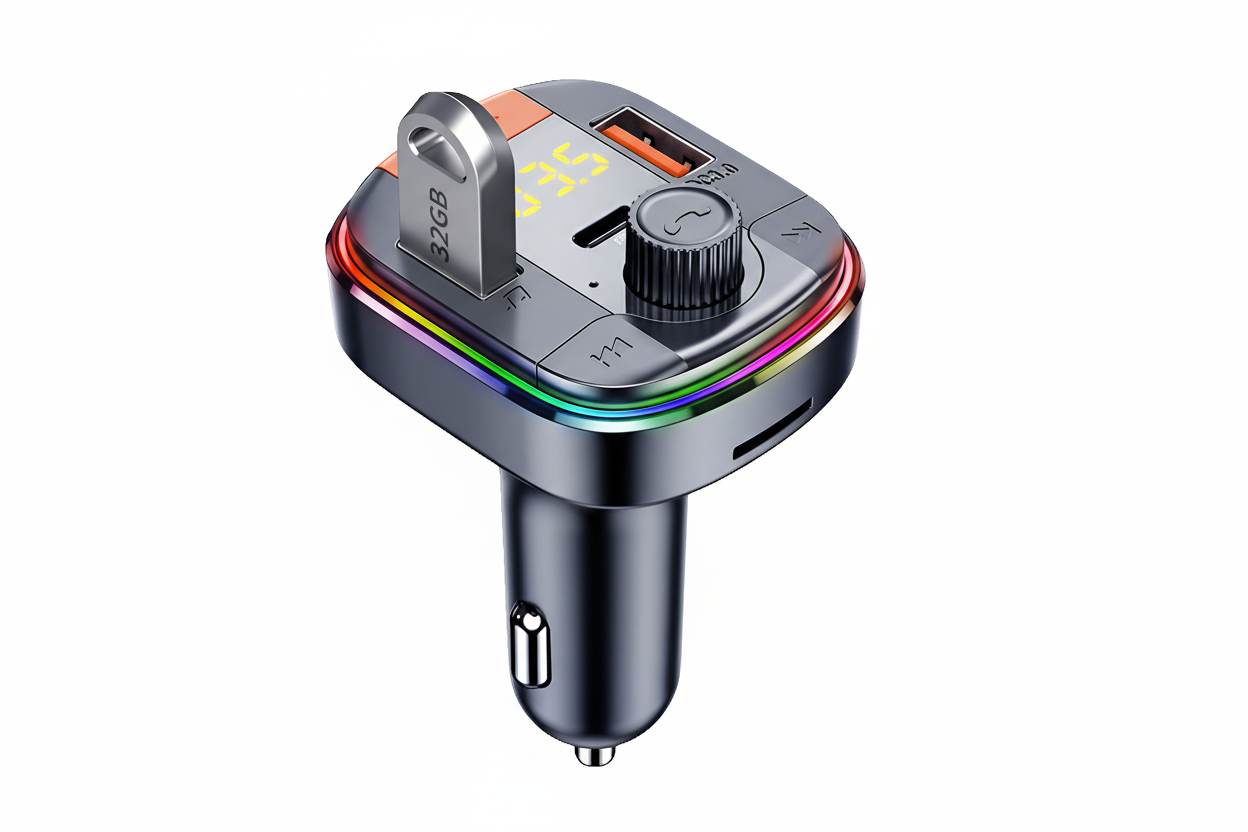 832 Car Mp3 Player Colorful Atmosphere Breathing Light Hands-Free Car Bluetooth Qc3.0 Car Charger