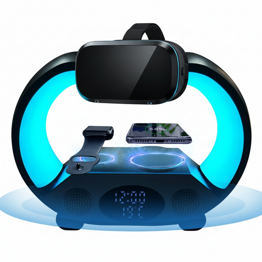 2024 New 6 In 1 Smart Remote Control Bluetooth-compatible Ambience Intelligent LED Table Lamp Multi-function Wireless Charger Night Light Bluetooth-compatible Speaker