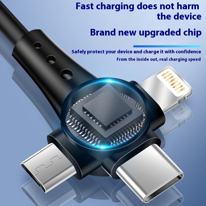 Super Fast Charge Charge Spring Telescopic Data Cable One Drag Three Fast Charge Type-c Android Three-in-one Charge Cable