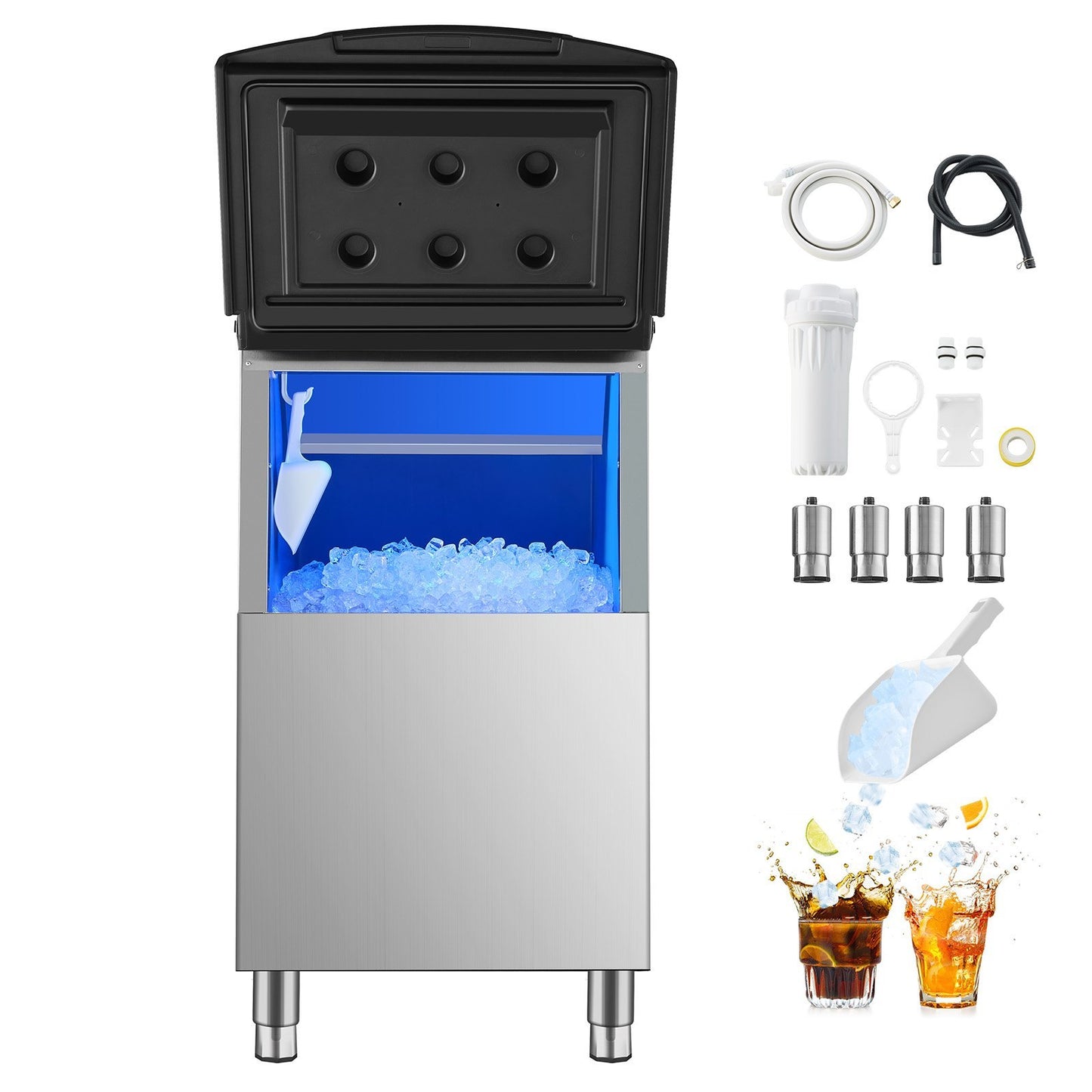 Commercial Ice Maker Storage Bin 250lbs Capacity Stainless Steel Ice Storage Bin