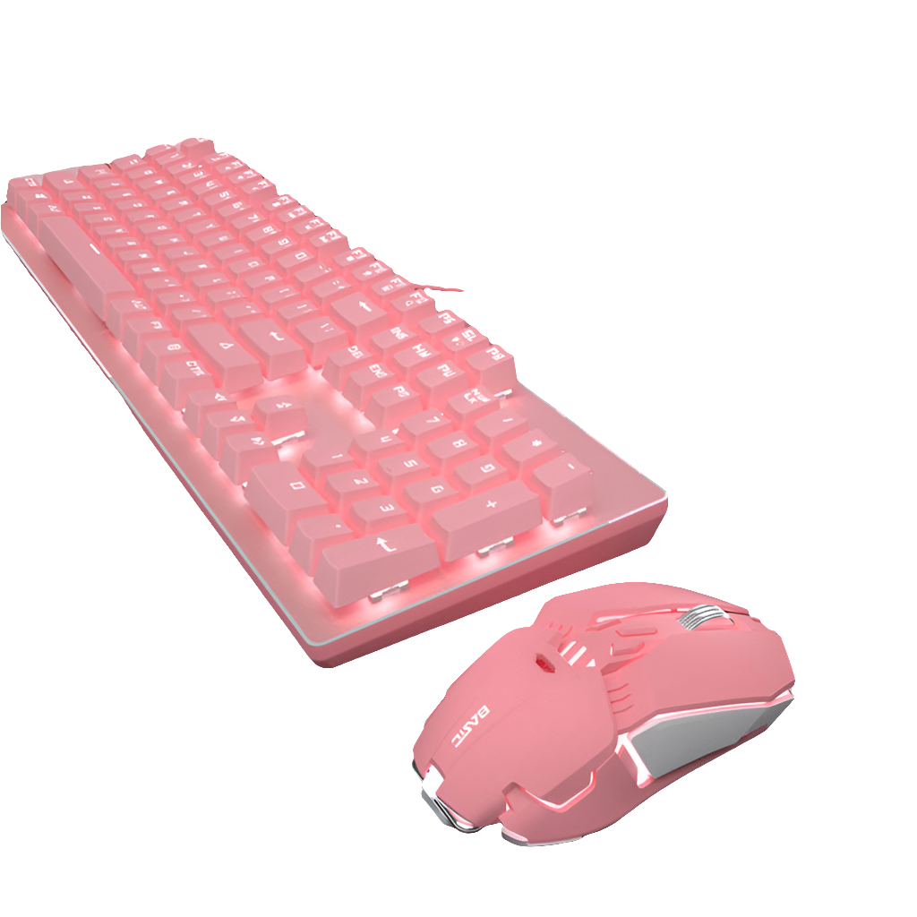 Pink Real Mechanical Keyboard And Mouse Set Girls Cute Gaming Games Dedicated Wired Green Axis Red Axis Girl Heart Luminous Wired Notebook